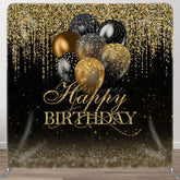 Aperturee - Aperturee Glitter Gold Balloons Fabric Backdrop Cover for Birthday